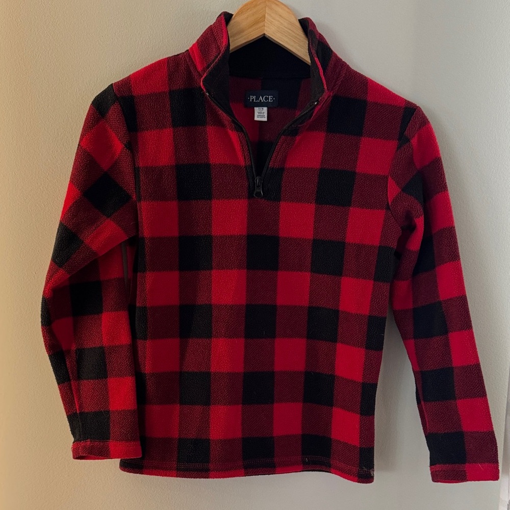 The Children's Place Red and Black Plaid Fleece Pullover